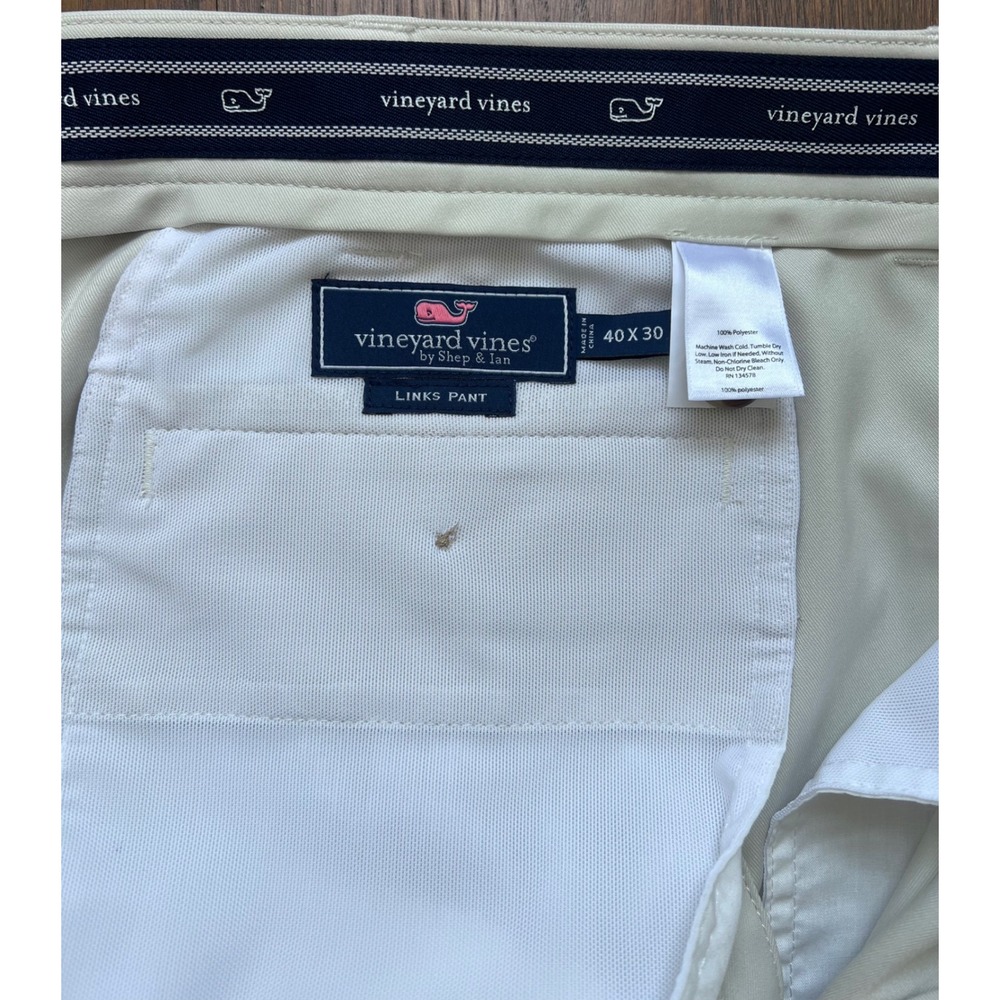 Vineyard Vines Links Pant Men's 40x30 Stone Khaki Golf Performance Trousers - Picture 2 of 5